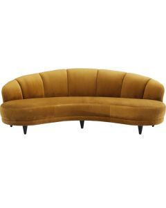Kare Design Sofa Dschinn 3-zits Velvet Bank - B233 X D122 X H78 Cm - Geel Fluweel - Houten Poten