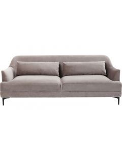 Kare Design Sofa Proud 3-zits Velvet Bank - B214 X D86 X H81 Cm - Grijs Fluweel - Zwart Metalen Poten