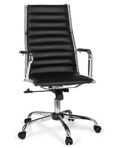 Werck24 Modena Bureaustoel met Hoge Rugleuning - Zwart Kunstleer